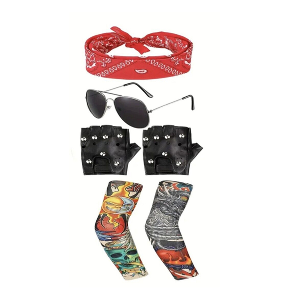 Halloween Costume Biker Rocker Costumes '90s Cosplay Punk Rock Costume - Picture 4 of 10